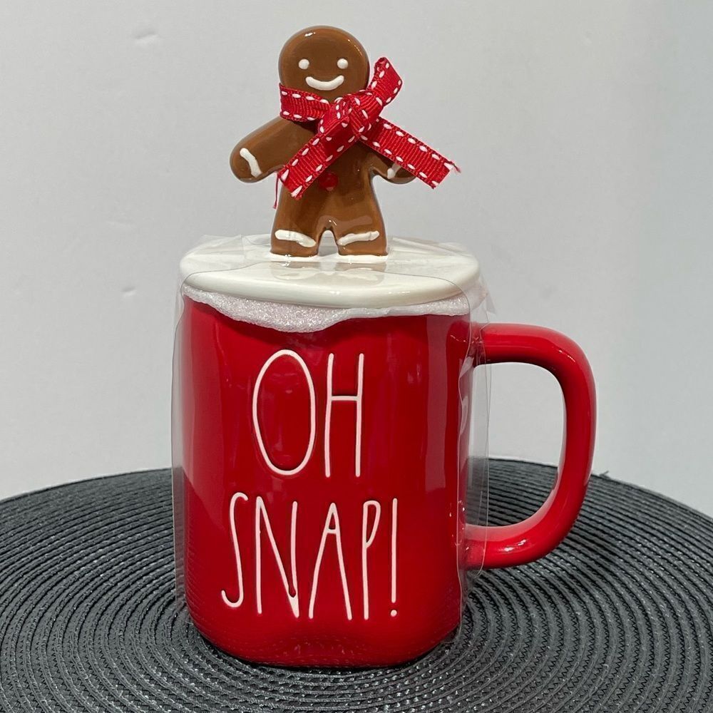 Rae Dunn Oh Snap Mug with Gingerbread Topper NWT